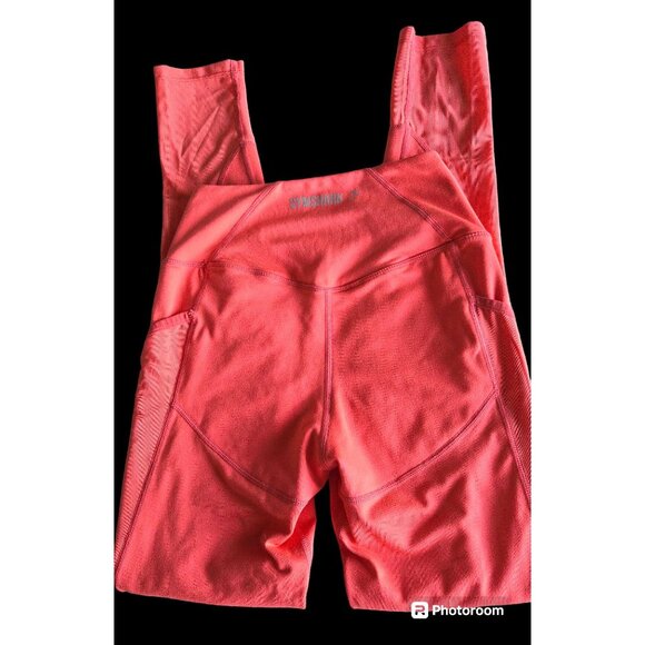 Women's Gymshark Exercise Workout Leggings Sz XS Orange Side Pockets EUC - Picture 5 of 9